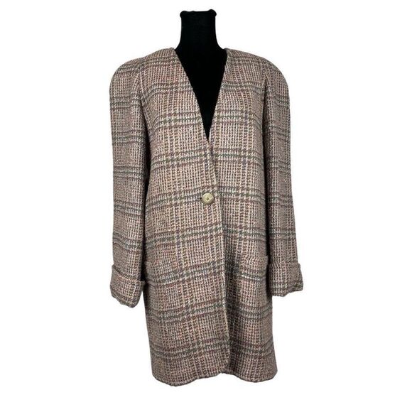 Vintage Jaeger 100% Wool Tweed Collarless Blazer - Women’s 6 - Picture 1 of 9